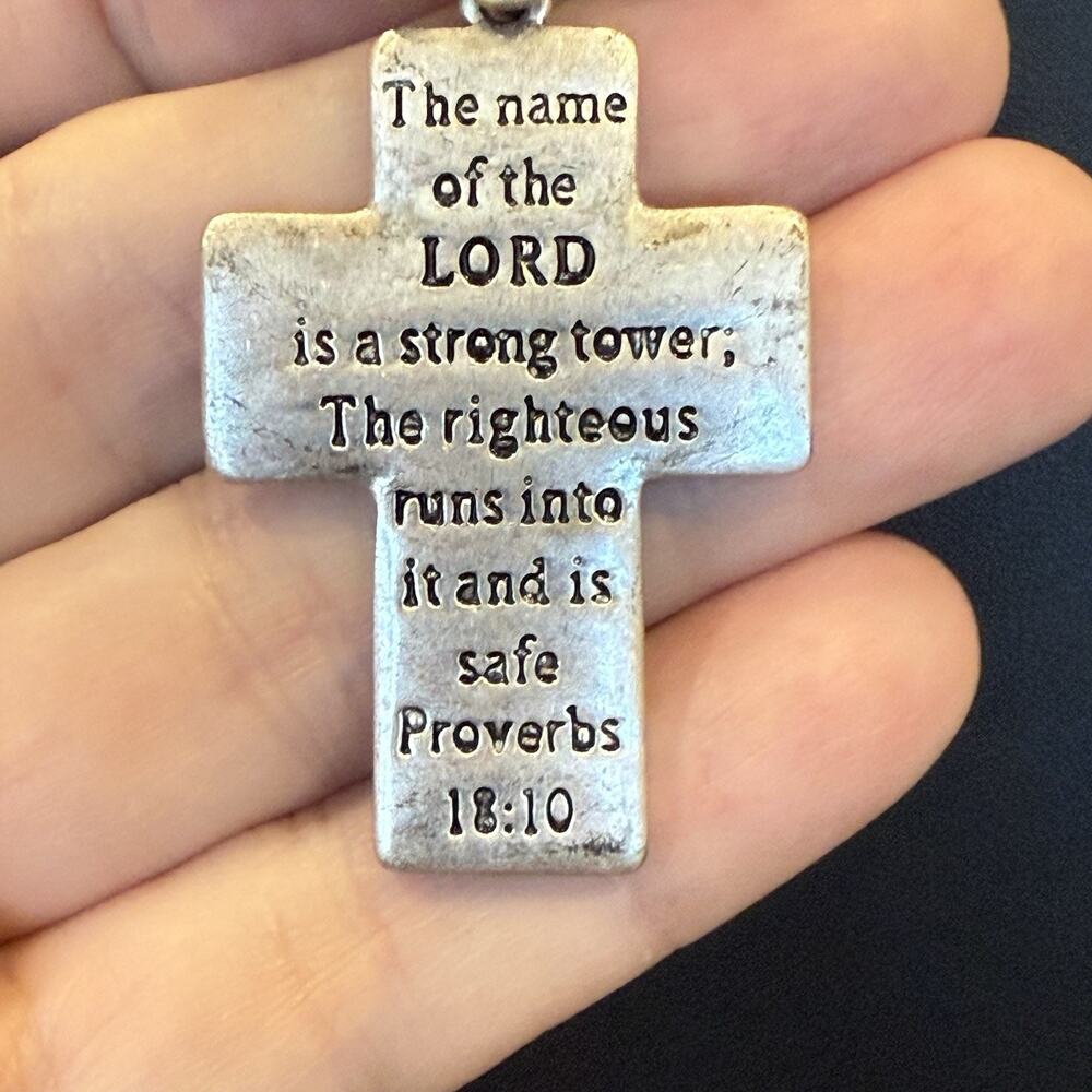 Proverbs 18:10 Religious Slide Cross Filigree Pen… - image 4